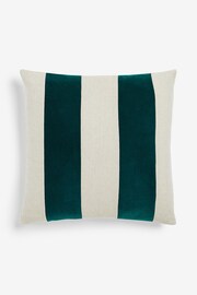 Teal Blue Stripe 50 x 50cm Linford Velvet Cushion - Image 2 of 5