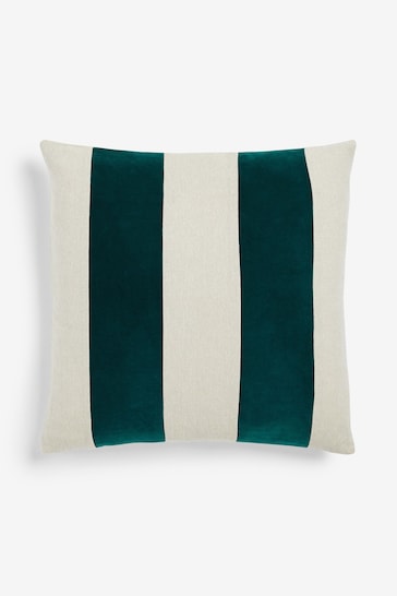 Teal Blue Stripe 50 x 50cm Linford Velvet Cushion