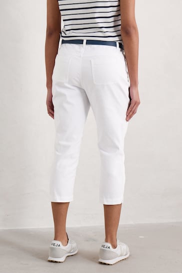 Seasalt Cornwall White Slim Fit Albert Quay Crop Trousers