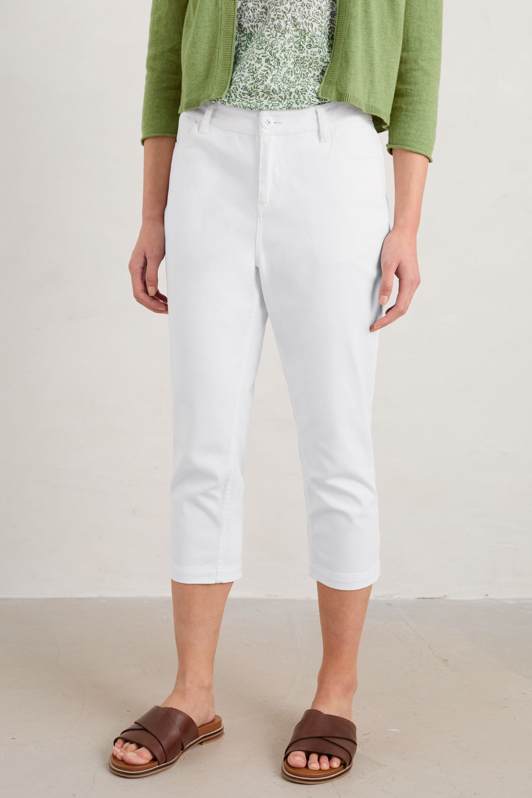 Seasalt Cornwall White Slim Fit Albert Quay Crop Trousers