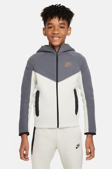 Nike Black/White Tech Fleece Zip Through Hoodie