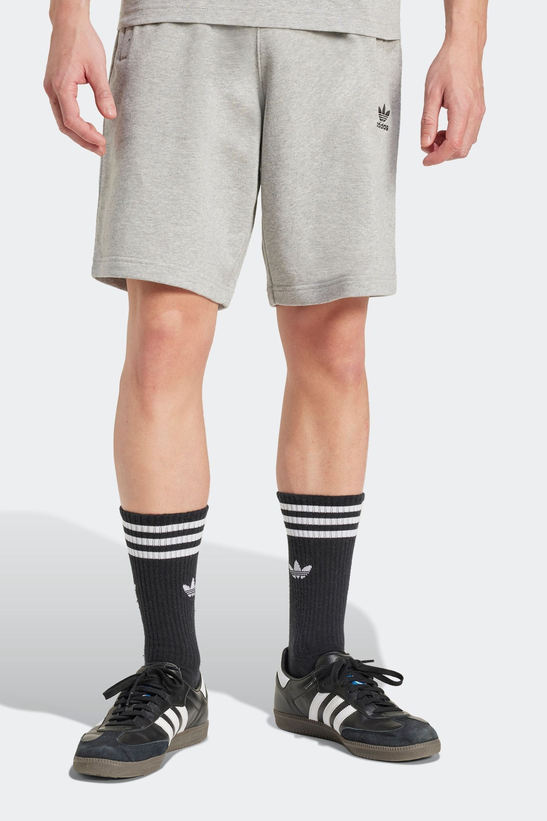 adidas Grey Essentials Trefoil Shorts - Image 2 of 9