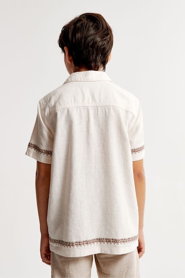 Abercrombie & Fitch Palm Tree Print Resort White Shirt