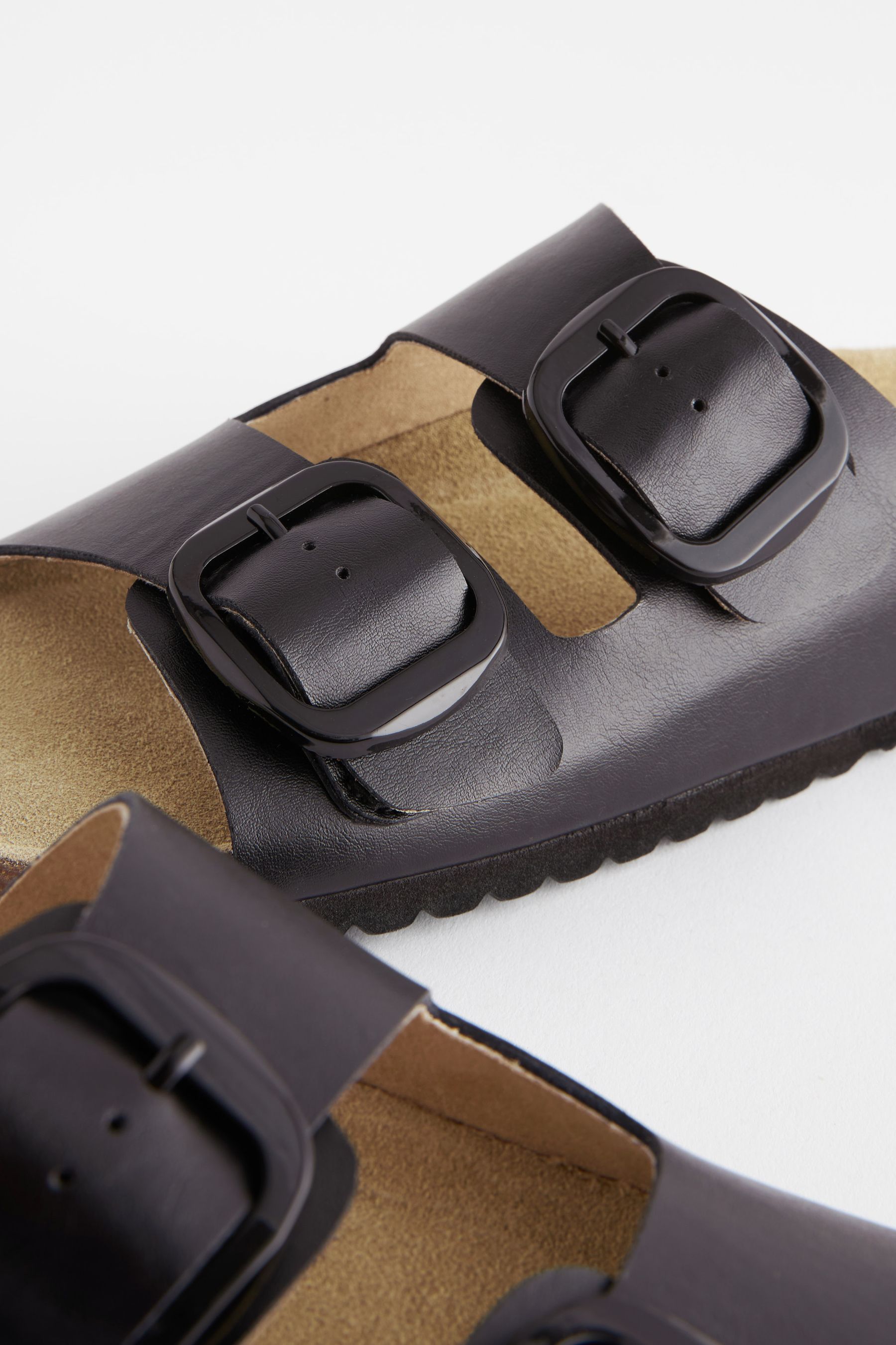Buy Black Flood Forever Comfort Leather Double Strap Footbed Sandals from Next Canada