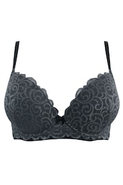 Pour Moi Grey Padded Romance Moulded Plunge Push Up Bra - Image 3 of 5