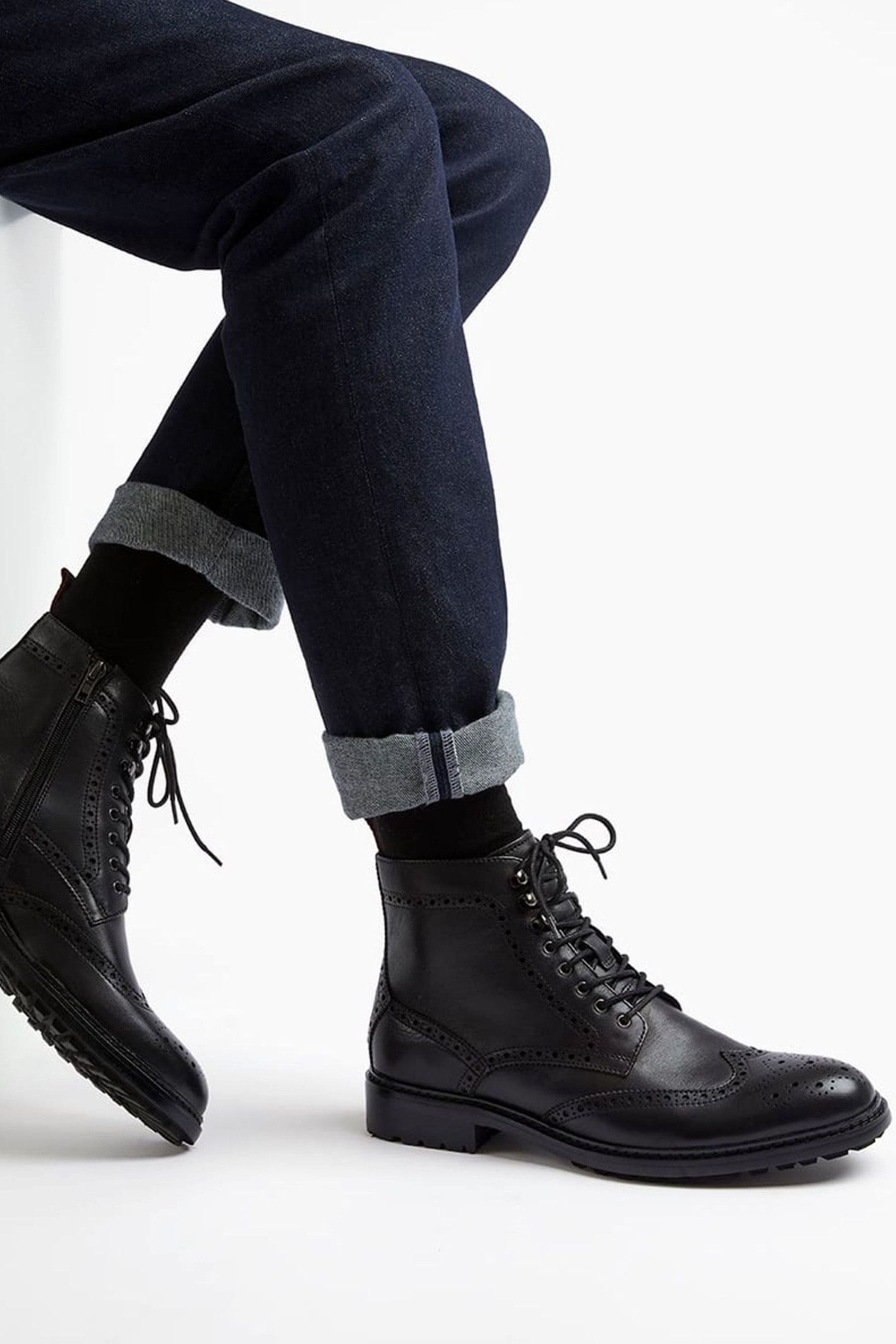 Buy Dune London Black Eyelet Colonels Brogue Boots from Next Singapore
