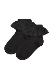 Black Cotton Rich Ruffle Ankle Socks 2 Pack - Image 1 of 3
