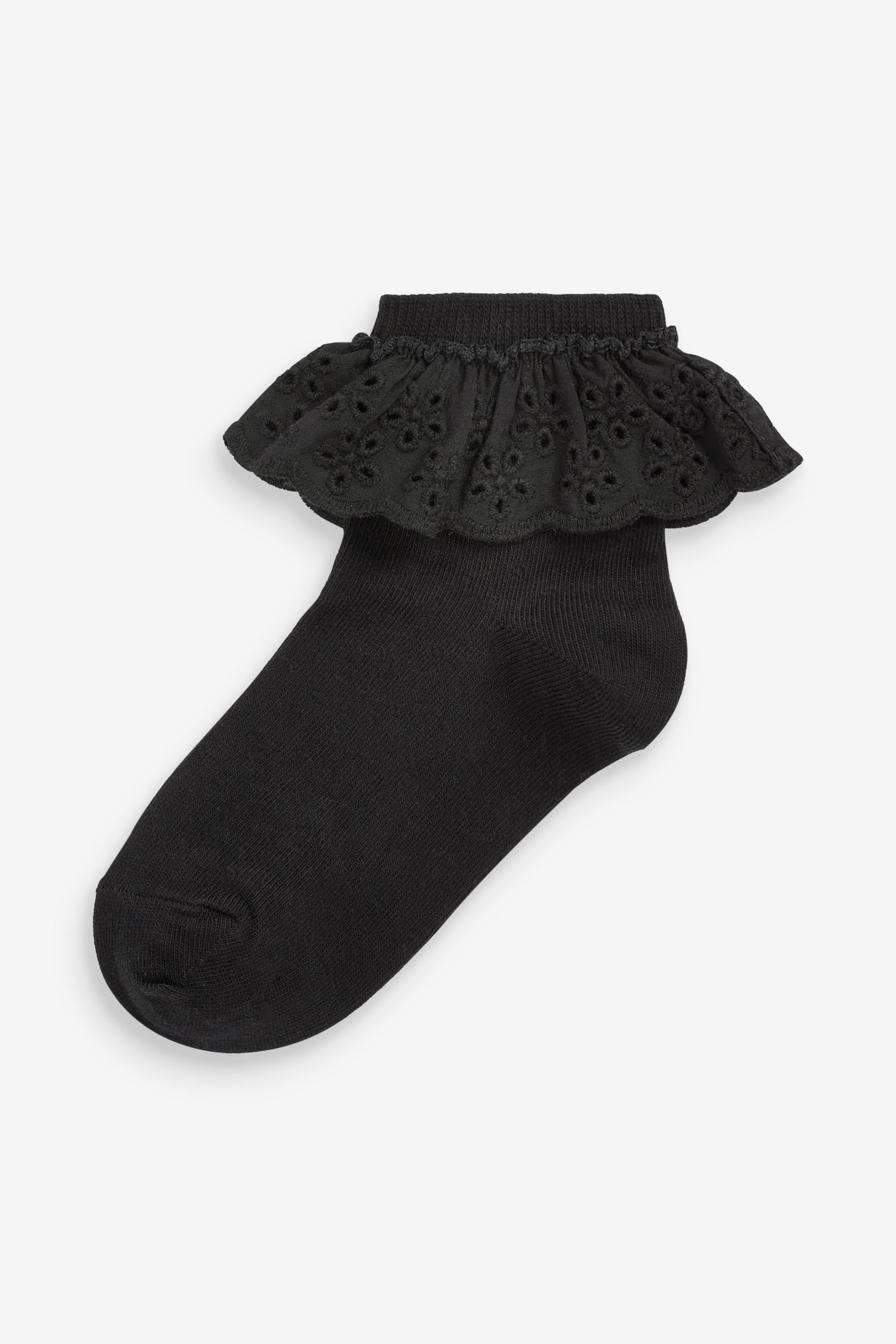Black Cotton Rich Ruffle Ankle Socks 2 Pack - Image 2 of 3