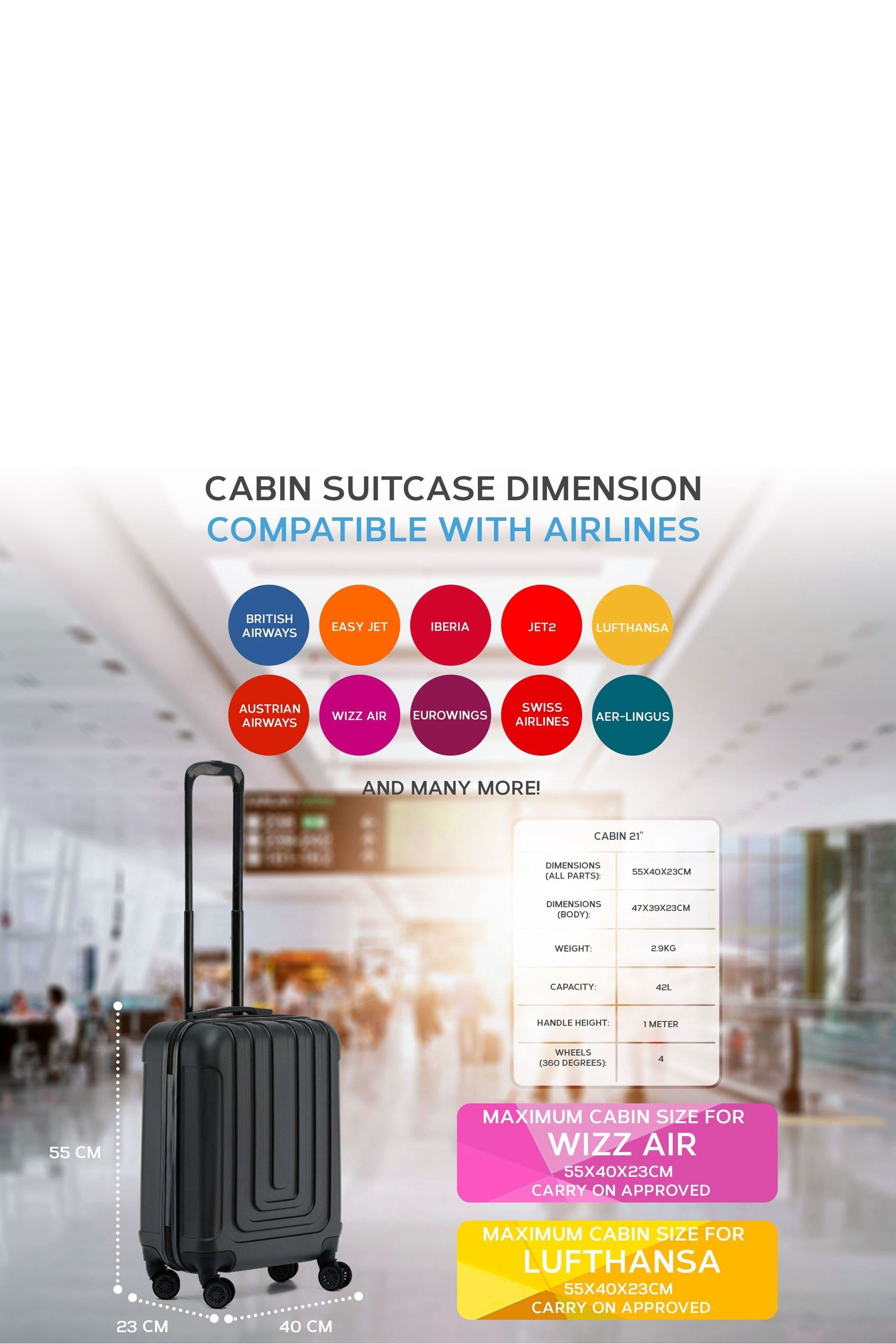 55x40x23 cm carry on cheap
