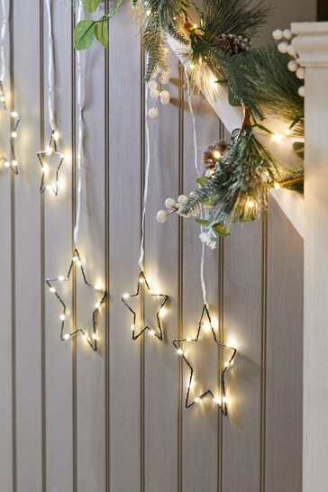 Warm White Black Cable Christmas Star Lights