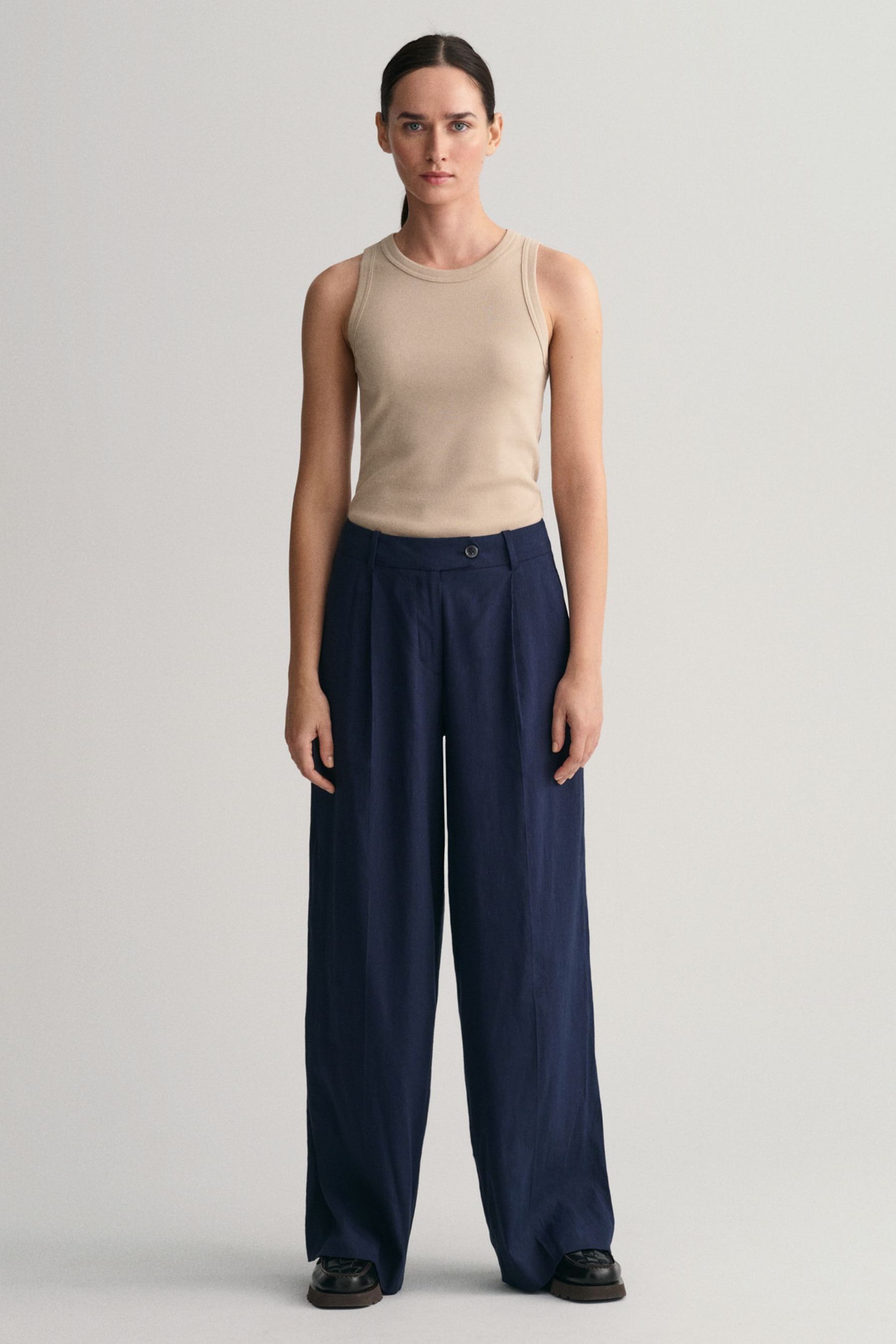 Stretch linen trousers discount
