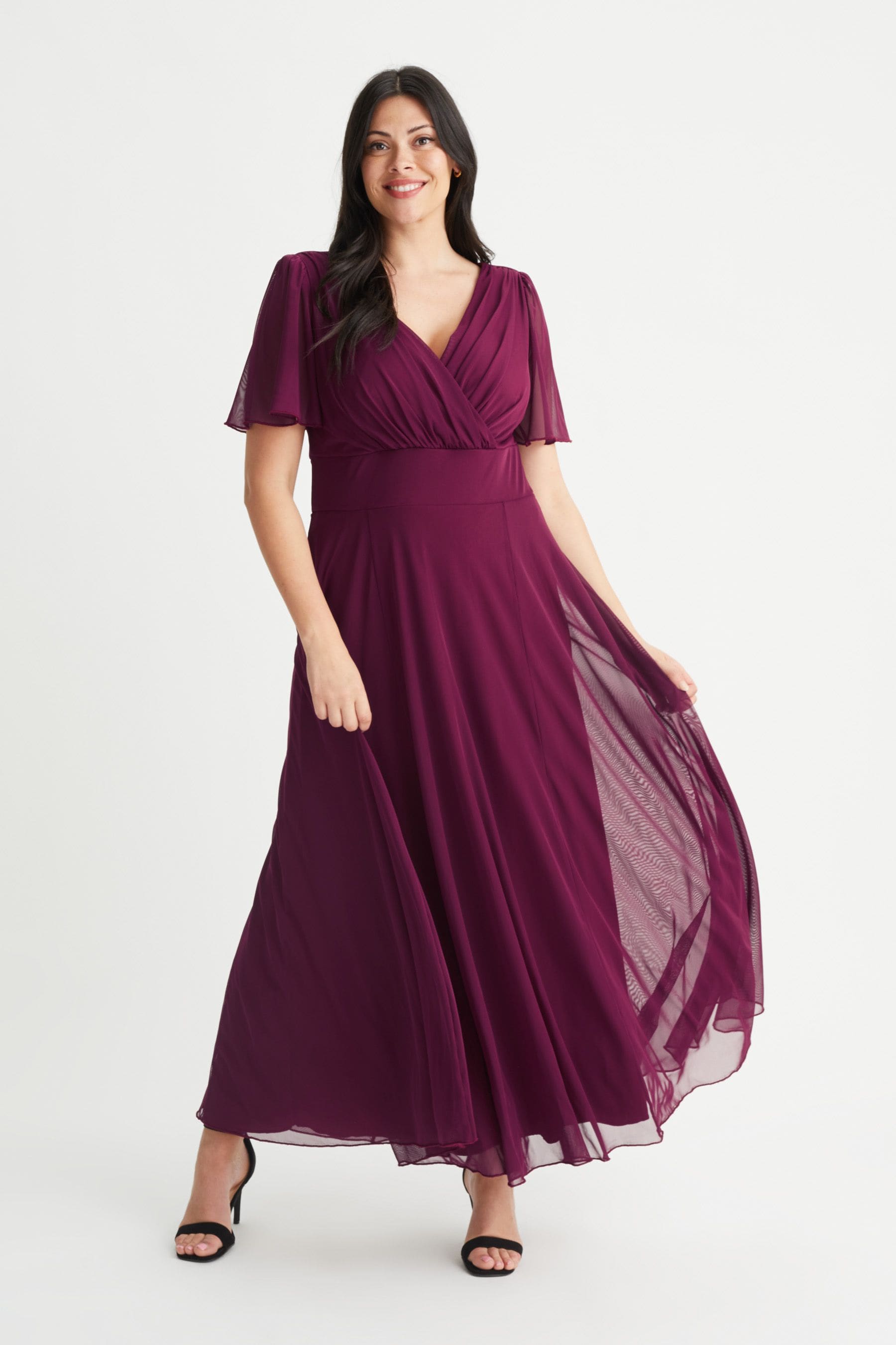 Buy Scarlett Jo Wine Angel Sleeve Maxi Dress from Next Luxembourg