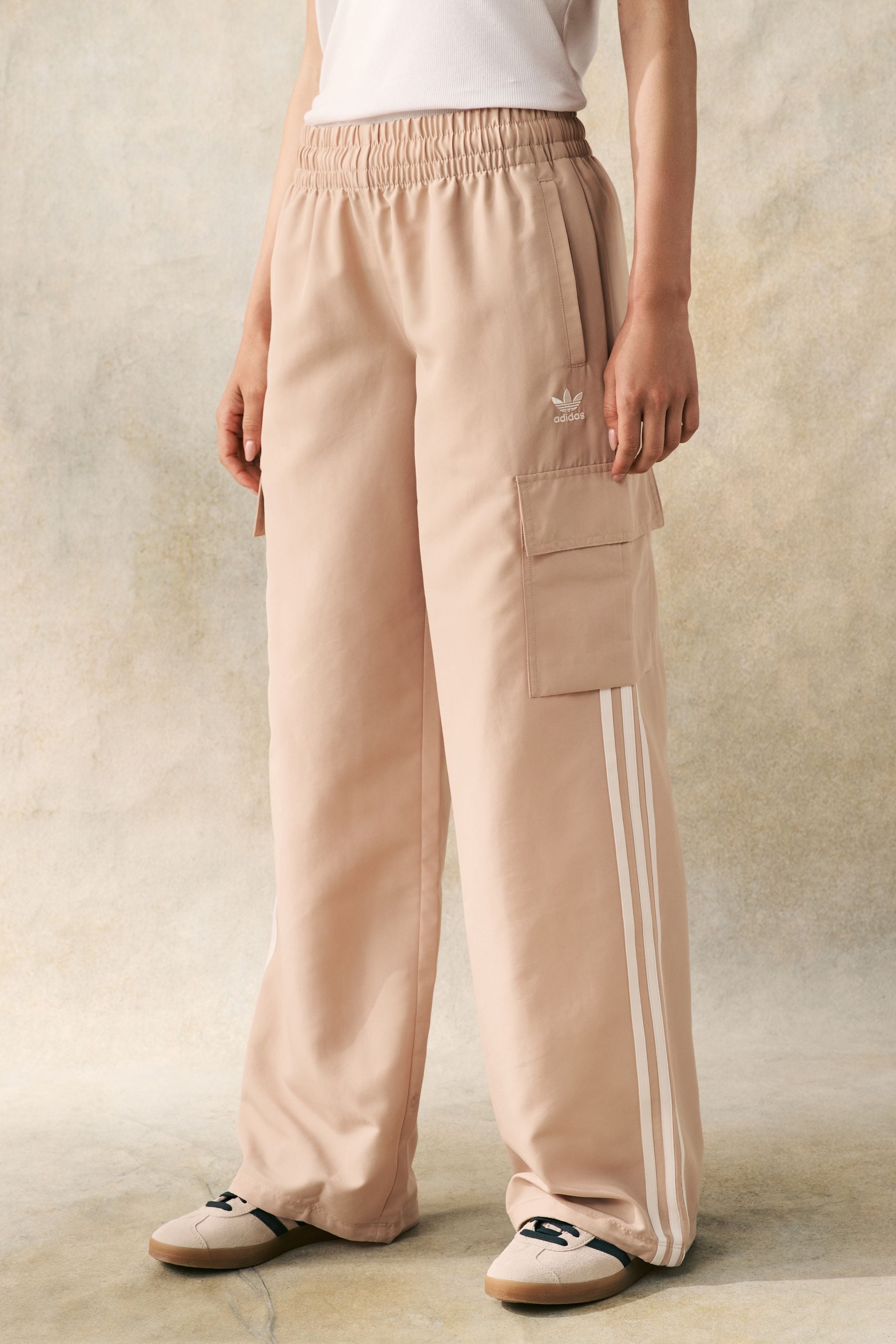 Buy adidas Originals Brown adidas Originals 3 Stripe Wide Leg Trousers from the Next UK online shop