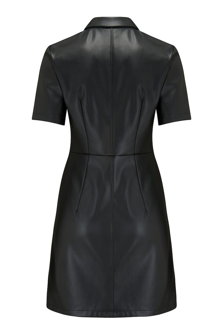 Pour Moi Black Ella Faux Leather Zip Through Mini Dress - Image 4 of 4