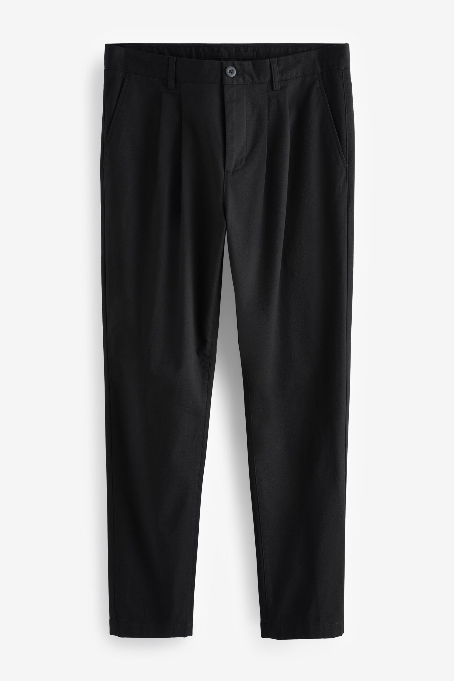 Black Twin Pleat Stretch Chinos Trousers - Image 6 of 10