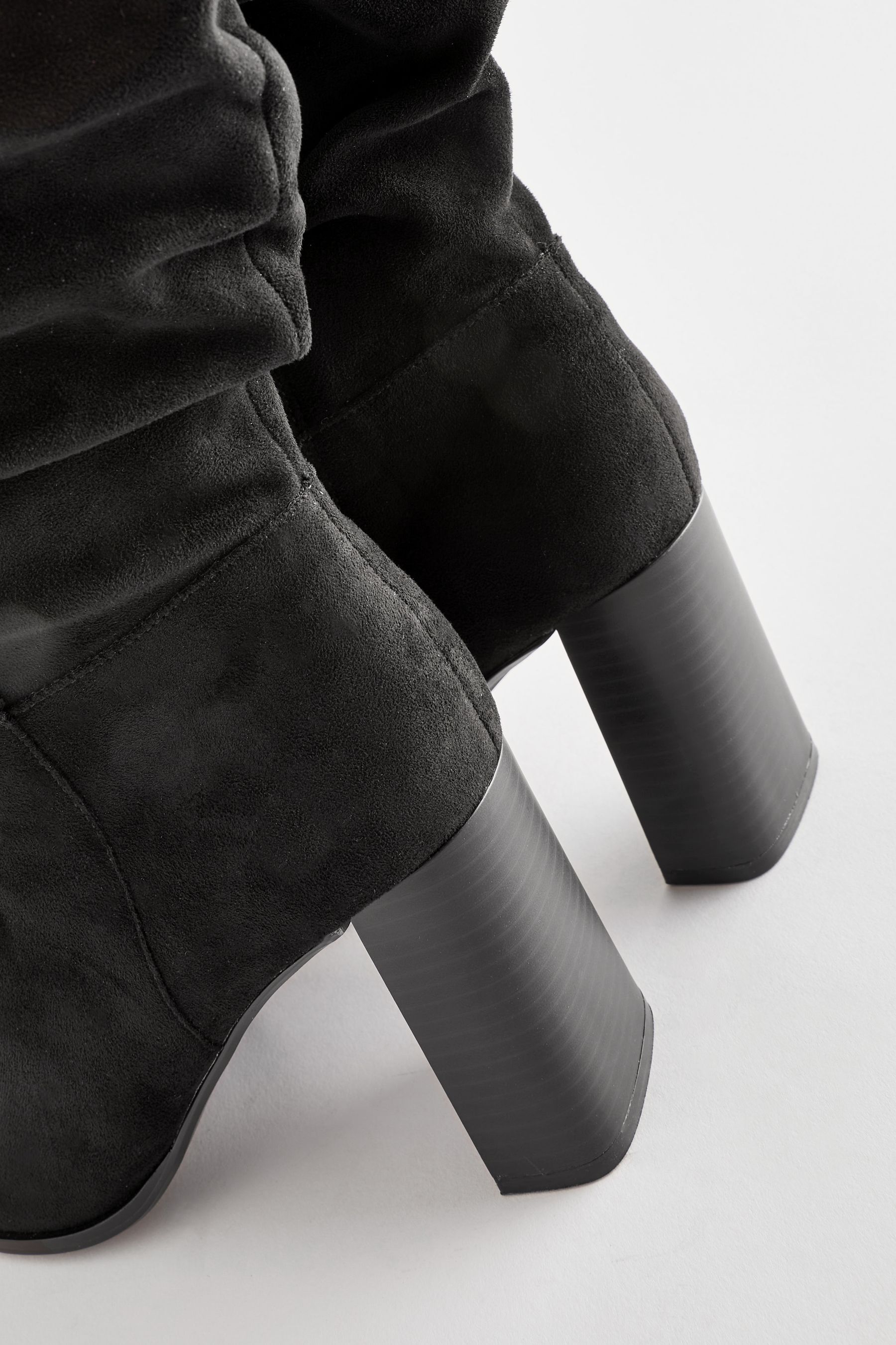 Buy Black Forever Comfort Knee High Slouch Heel Boots from the