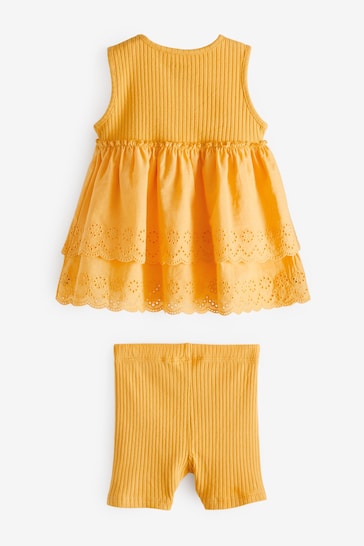 Yellow Yellow Broderie Top and Cycle Short Set (3mths-7yrs)