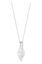 Simply Silver Silver Tone Cubic Zirconia Navette Pendant Necklace - Image 1 of 3