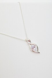 Simply Silver Silver Tone Cubic Zirconia Navette Pendant Necklace - Image 3 of 3