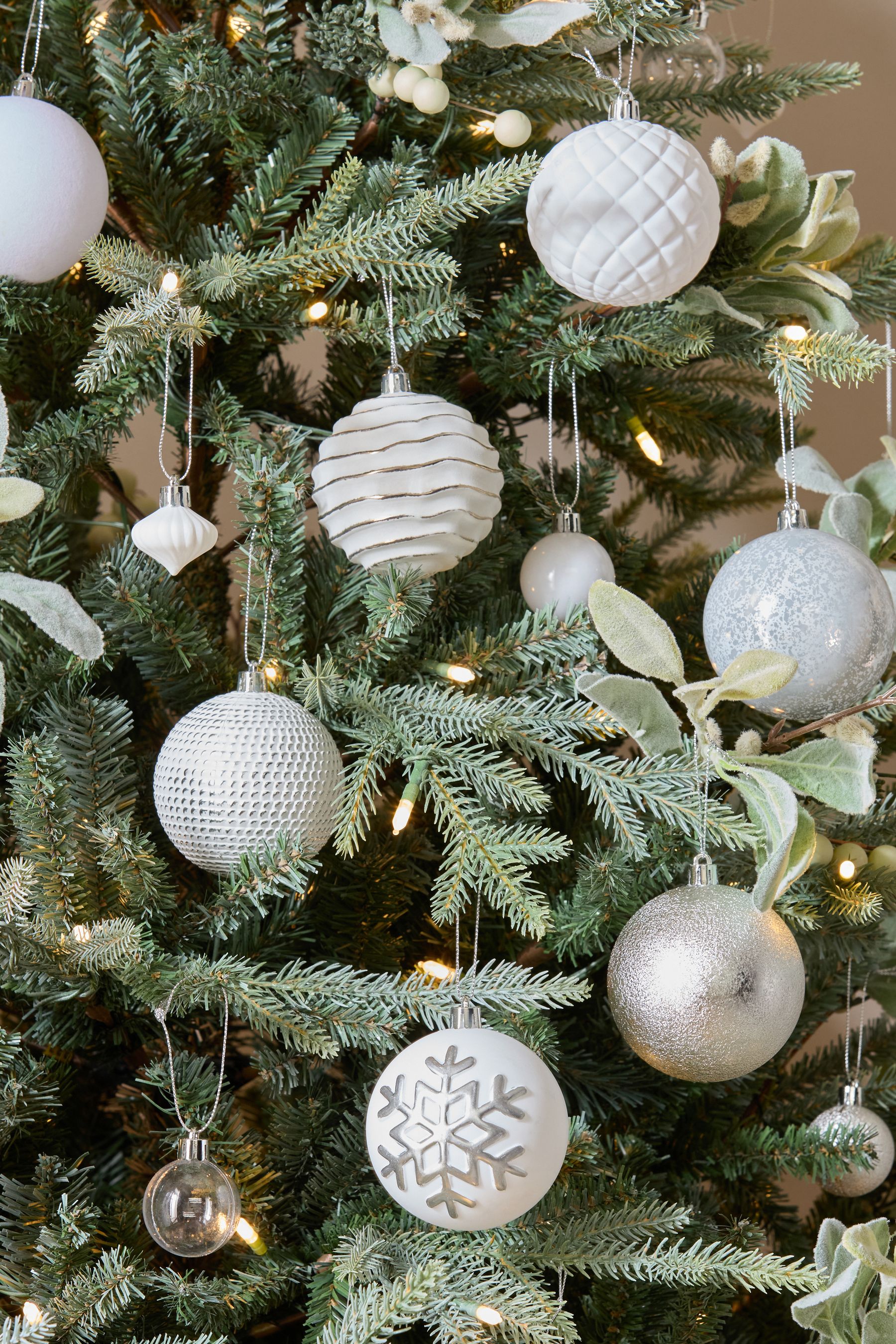 White christmas baubles discount