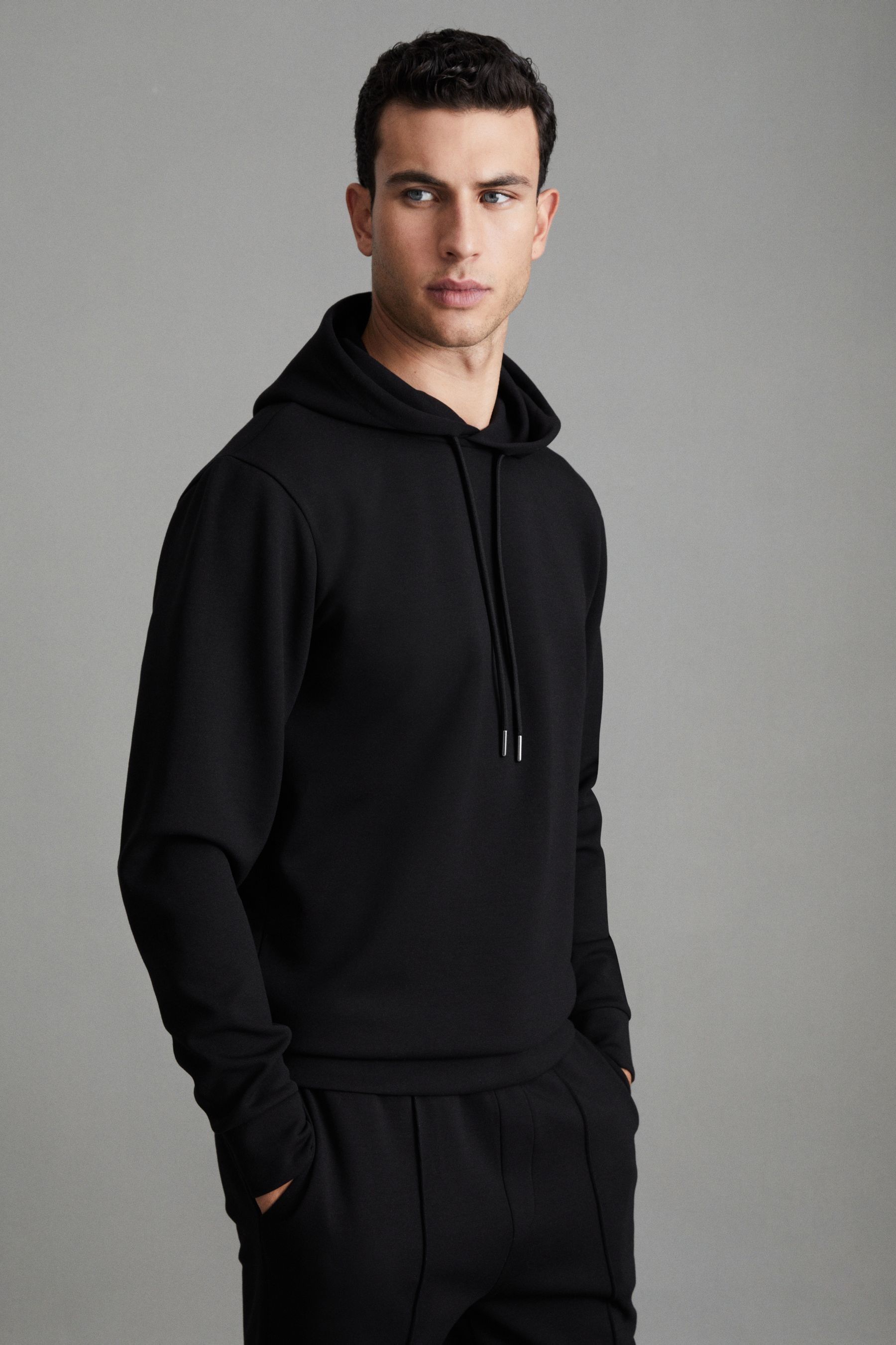 Black jersey hoodie hot sale
