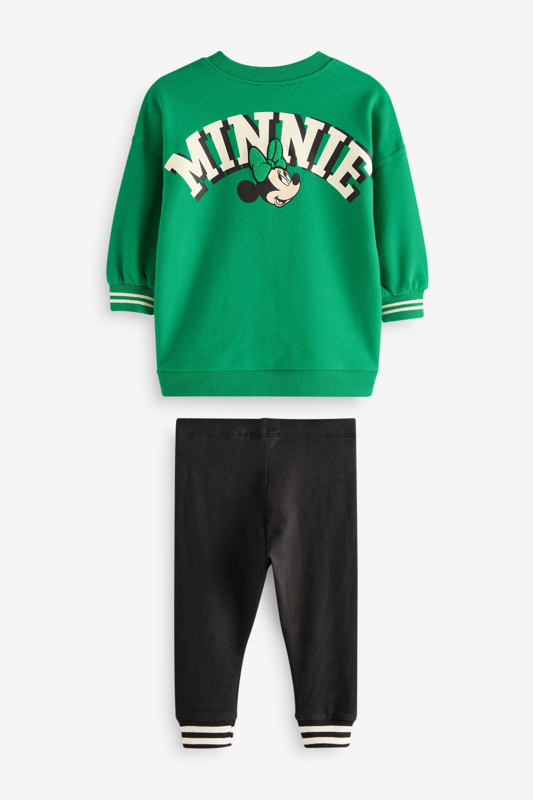 Green Disney Minnie Mouse 100 Cotton Long Sleeve Top and Leggings Set 3mths 7yrs