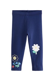 Navy Blue Flower Bee Embellished Leggings (3mths-7yrs) - Image 5 of 7