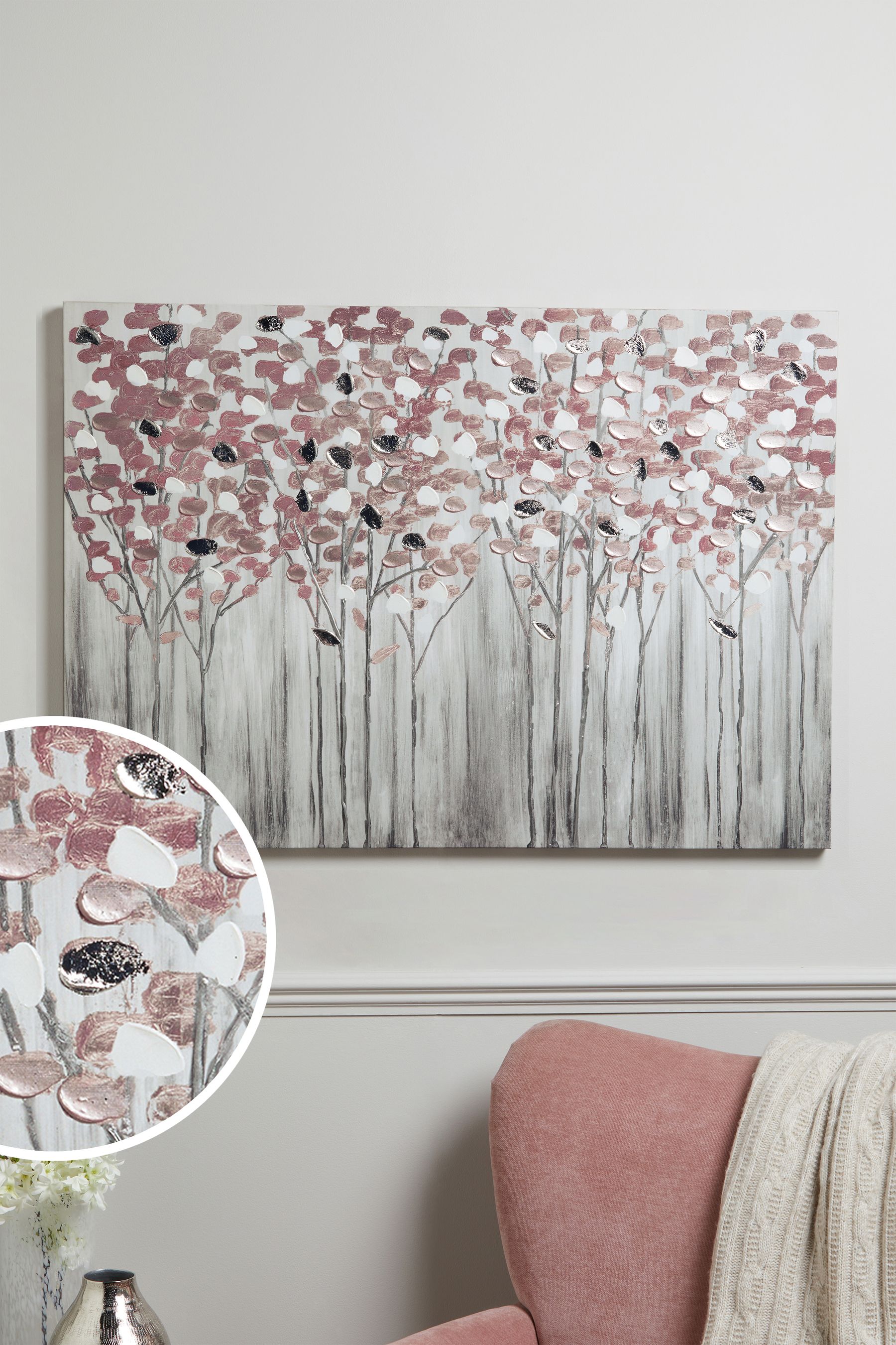 Pink canvas hot sale wall art