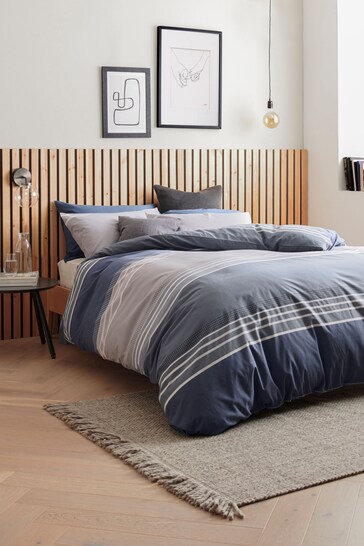 Blue Stripe Duvet Cover and Pillowcase Set