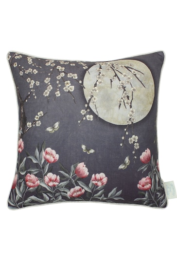 The Chateau by Angel Strawbridge Blue Moonlight Floral Piped Cushion