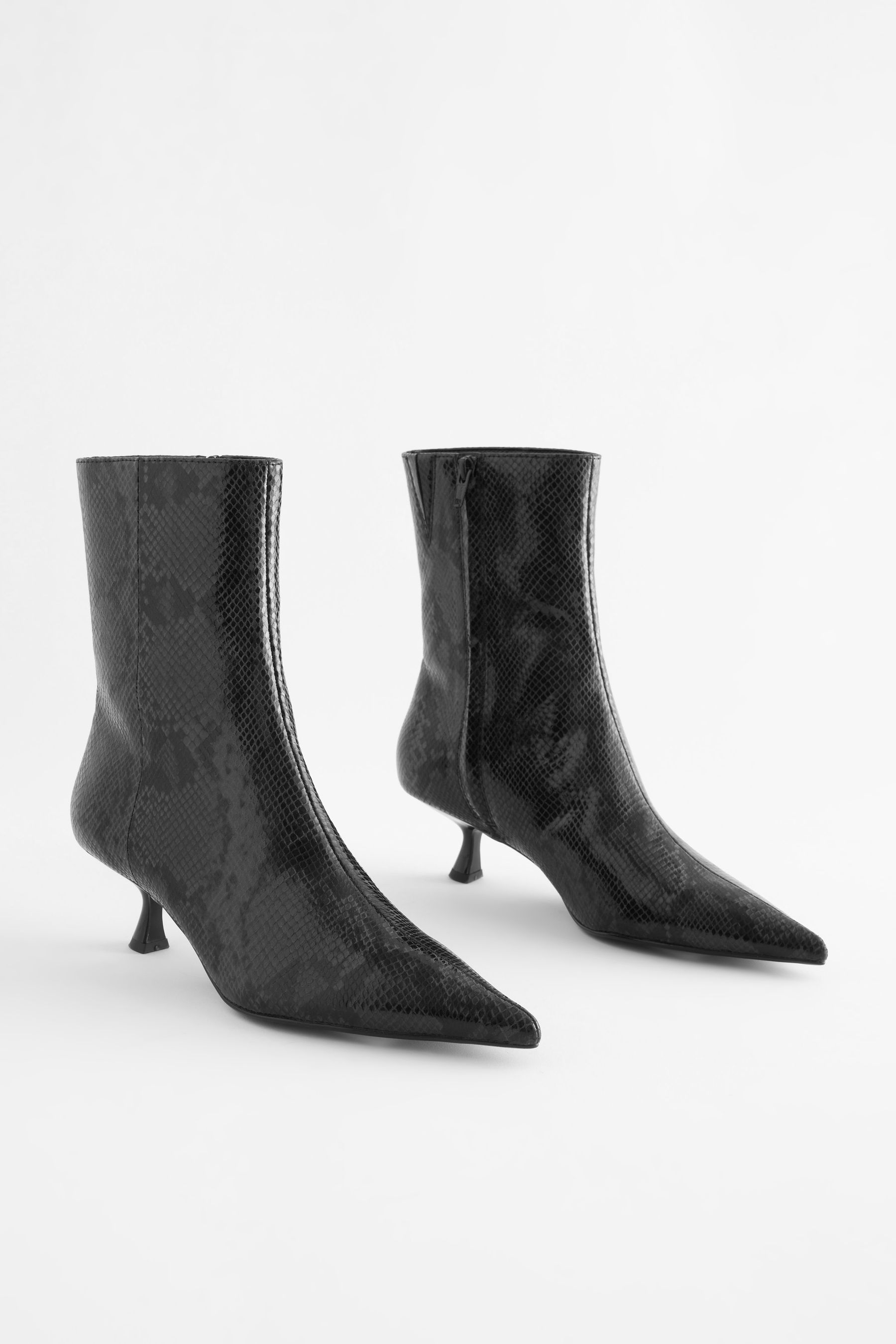 Buy Black Snake Effect Forever Comfort Pointed Toe Ankle Boots from Next Luxembourg