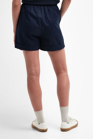 Barbour® Navy Elsden Drawcord Waist Shorts With Linen