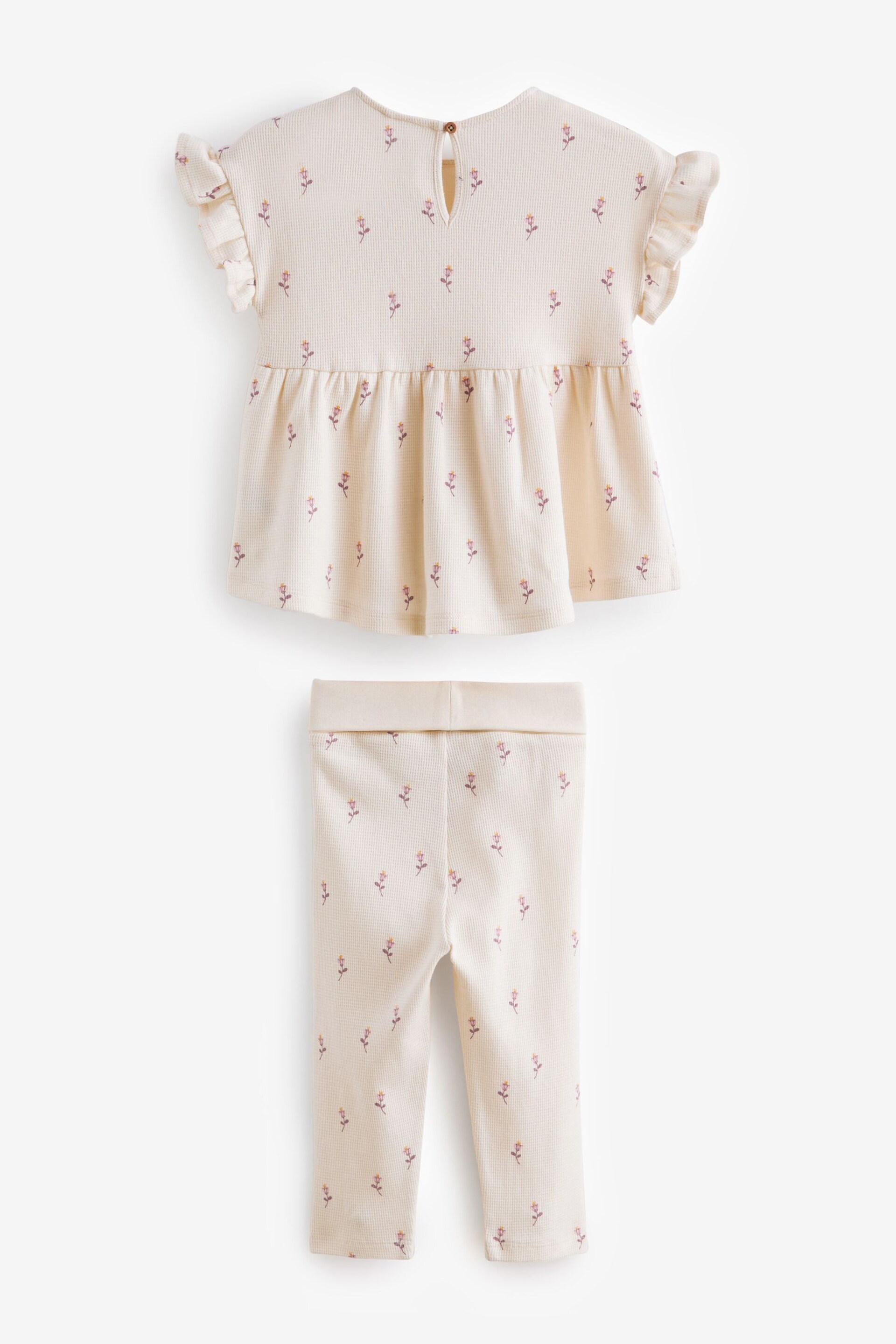 Ecru Ditsy Floral Short Sleeve Ruffle Top and Leggings Set (3mths-7yrs) - Image 5 of 6