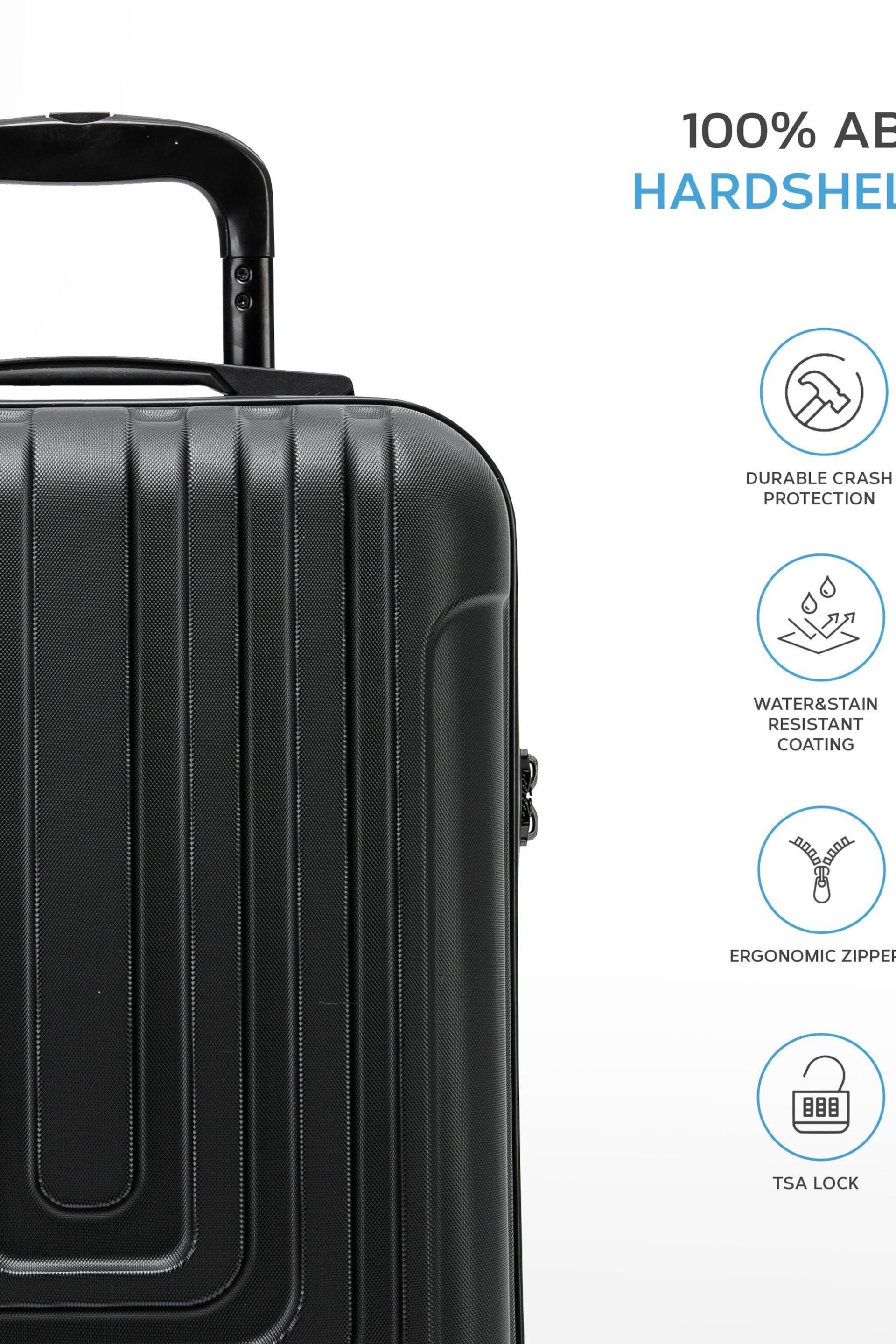 Flight Knight 55x35x20cm 8 Wheel ABS Hard Case Cabin Carry On Hand Black Luggage - Image 3 of 7