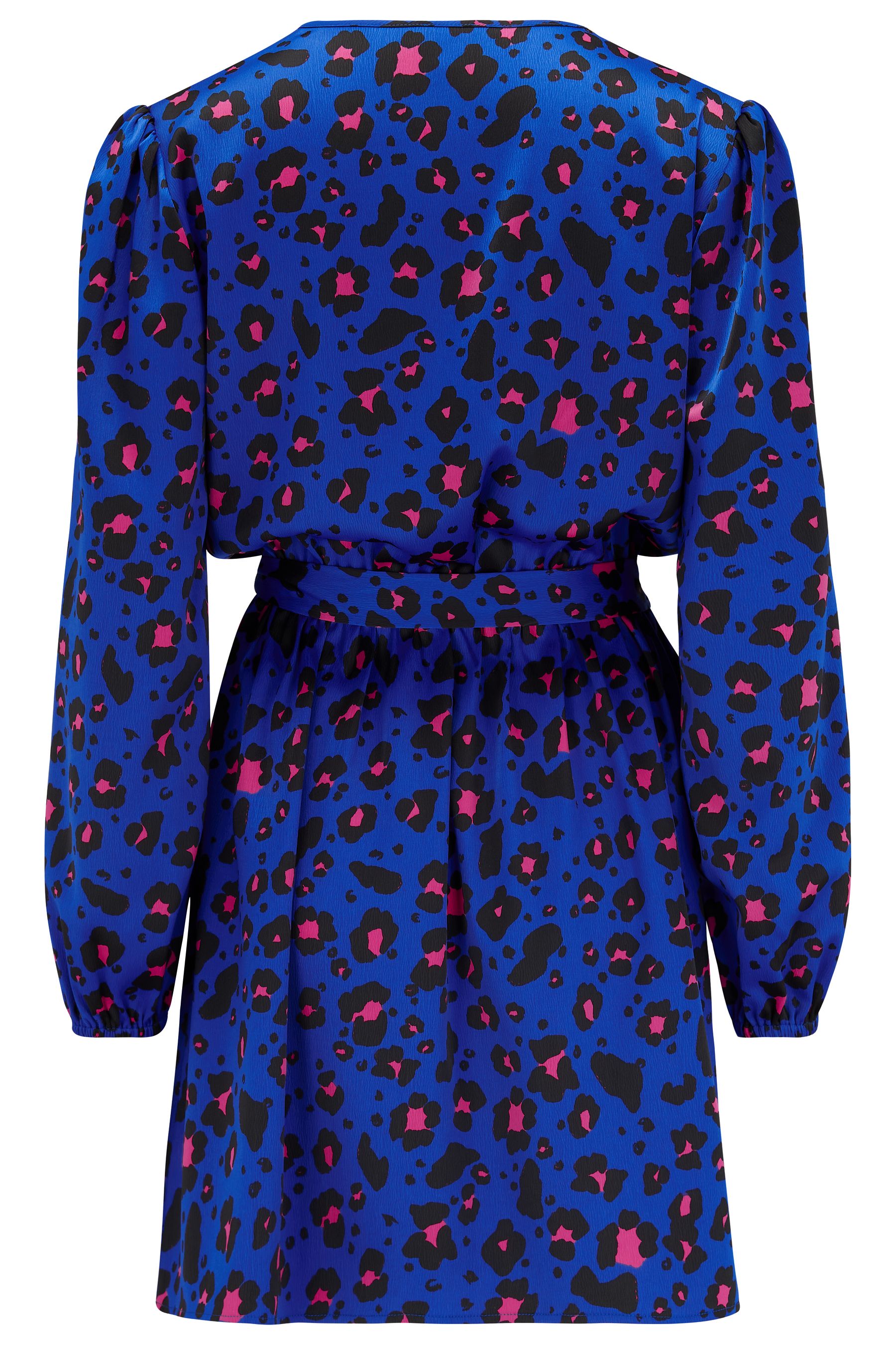 Pour Moi Blue Fuller Bust Millie Faux Wrap Woven Satin Dress 10 Womens
