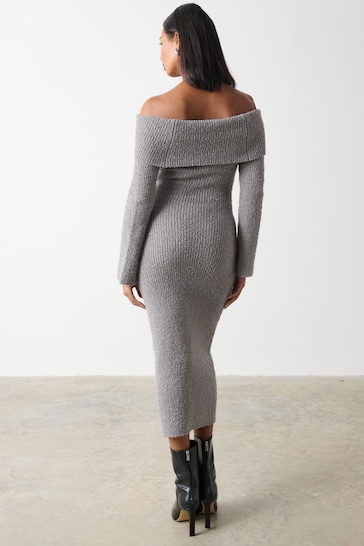 Pretty Lavish Grey Elodie Textured Knitted Jumper Dress