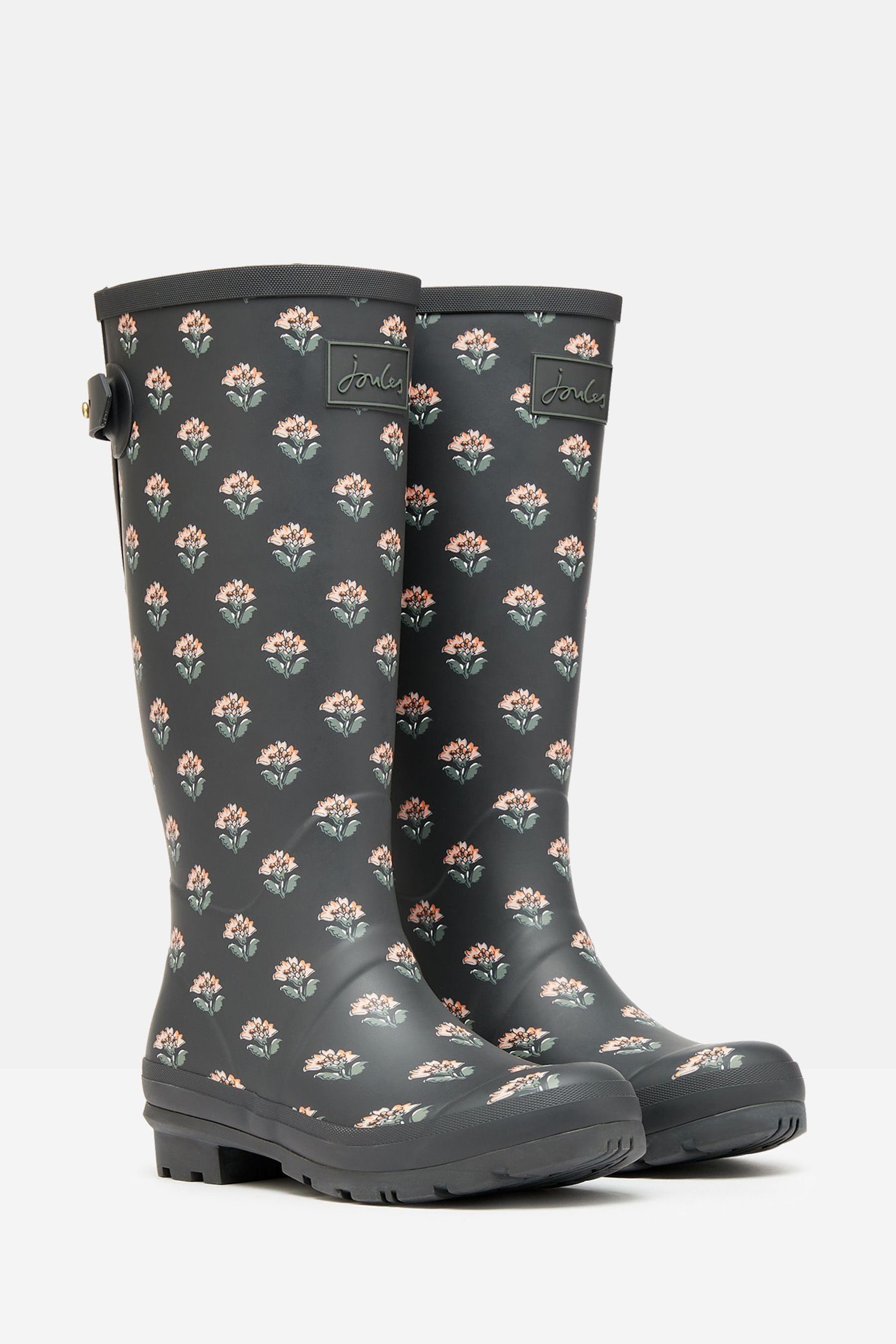 Buy Joules Printed Grey Floral Adjustable Tall Wellies from Next France