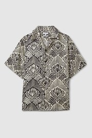 Reiss White/Black Levesi Abstract Print Cuban Collar Shirt - Image 2 of 5