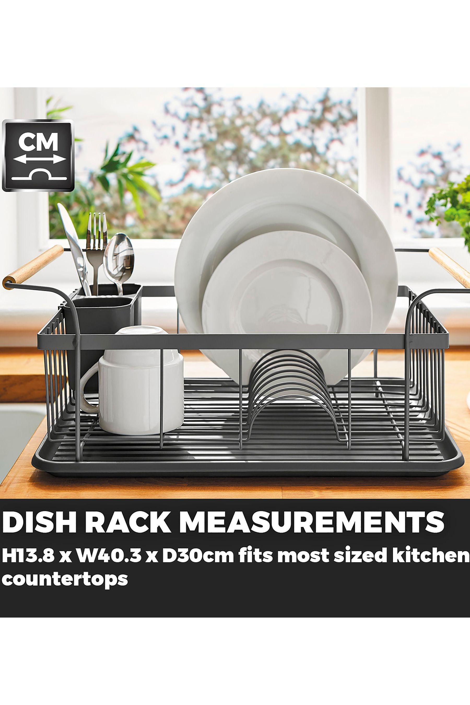 Buy Tower Grey Scandi Dish Rack With Wooden Handles from the Next UK online shop