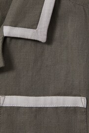 Reiss Khaki/White Vitan Junior Linen Contrast Cuban Collar Shirt - Image 4 of 4