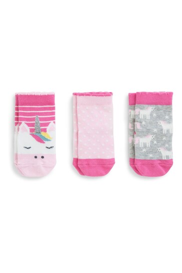 JoJo Maman Bébé Pink Unicorn Socks Three Pack