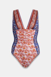Mint Velvet Red/Blue Panel Plunge Swimsuit - Image 3 of 4