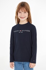 Tommy Hilfiger Girls Blue Essential Logo Long Sleeve T-Shirt - Image 1 of 8