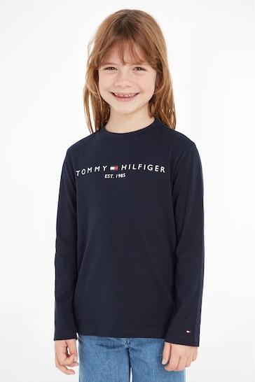 Tommy Infantil Hilfiger embroidered flag logo t-shirt in navy