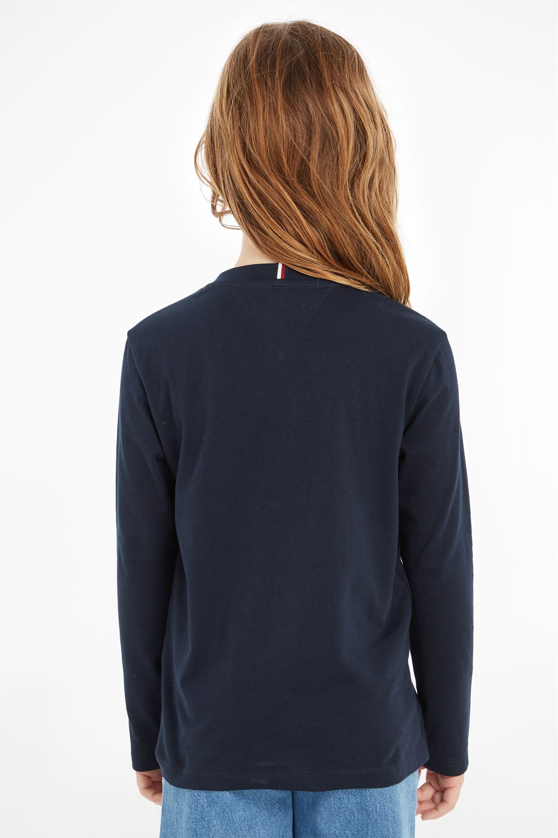 Tommy Hilfiger Girls Blue Essential Logo Long Sleeve T-Shirt - Image 2 of 8