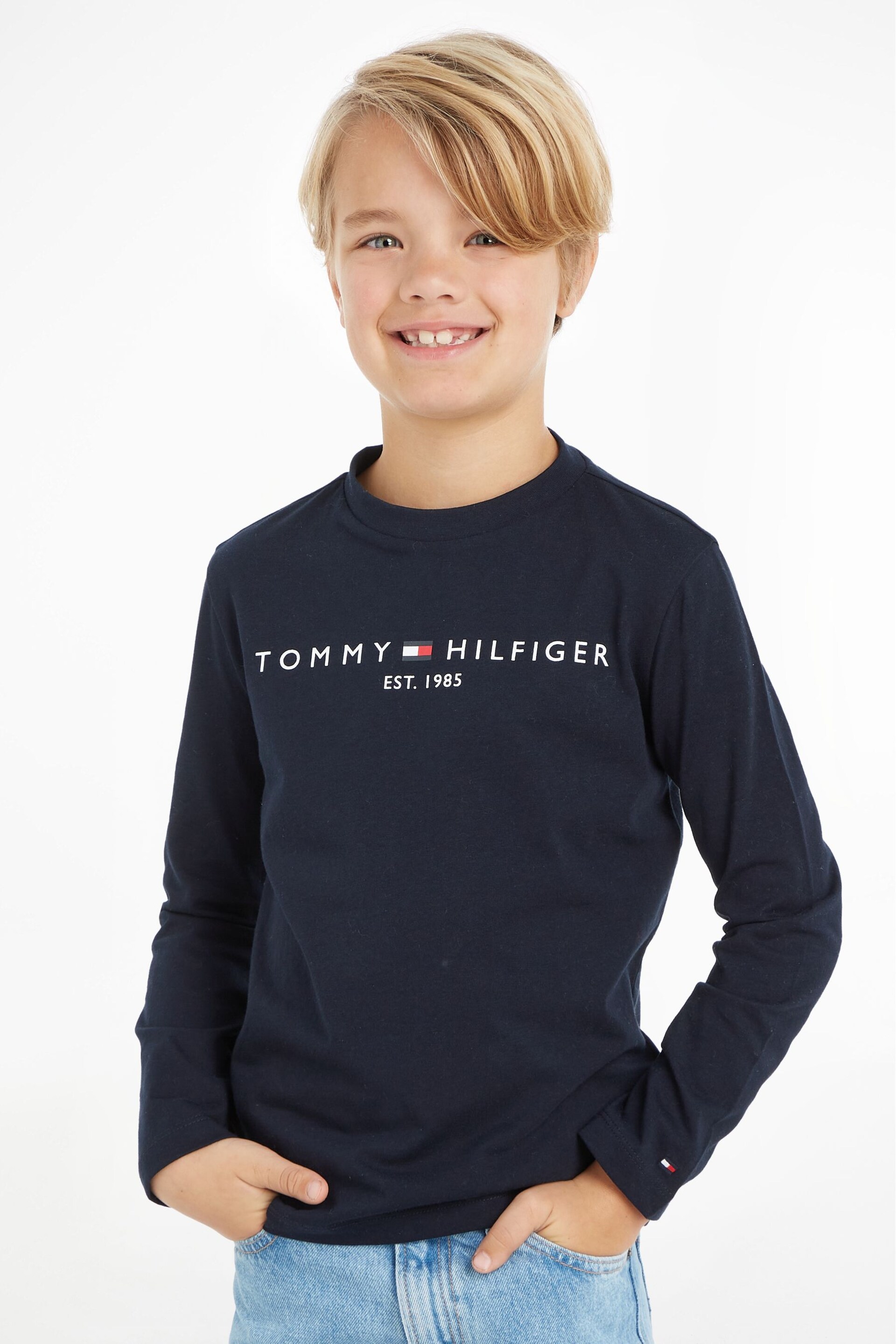 Tommy Hilfiger Girls Blue Essential Logo Long Sleeve T-Shirt - Image 4 of 8