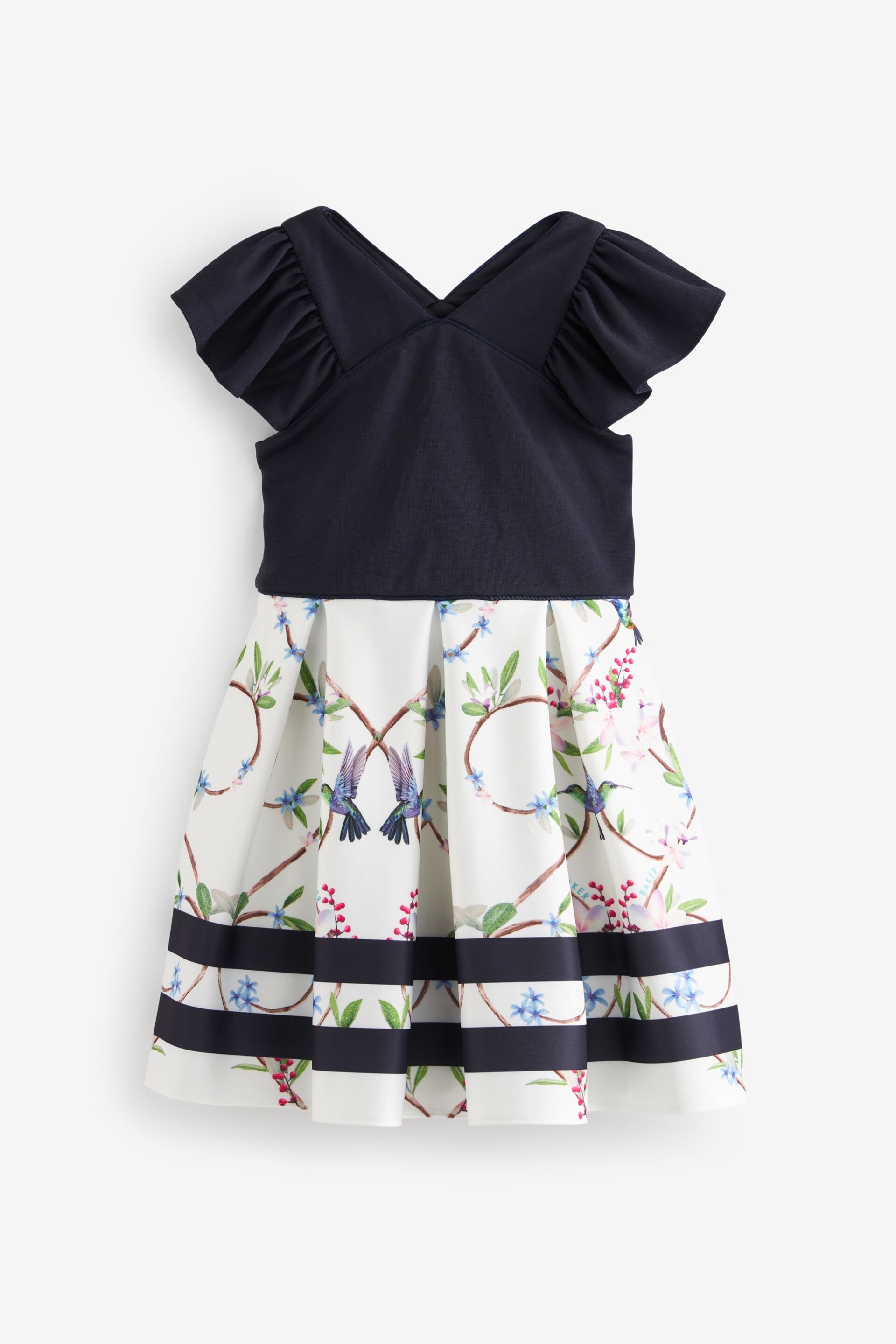 Baker by Ted Baker Navy Frilled Sleeve 2-in-1 Scuba Dress - Image 5 of 8