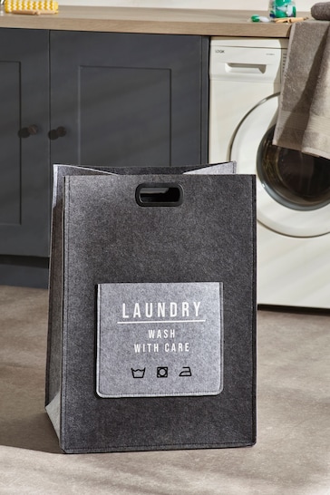 Grey Slogan Laundry Bag