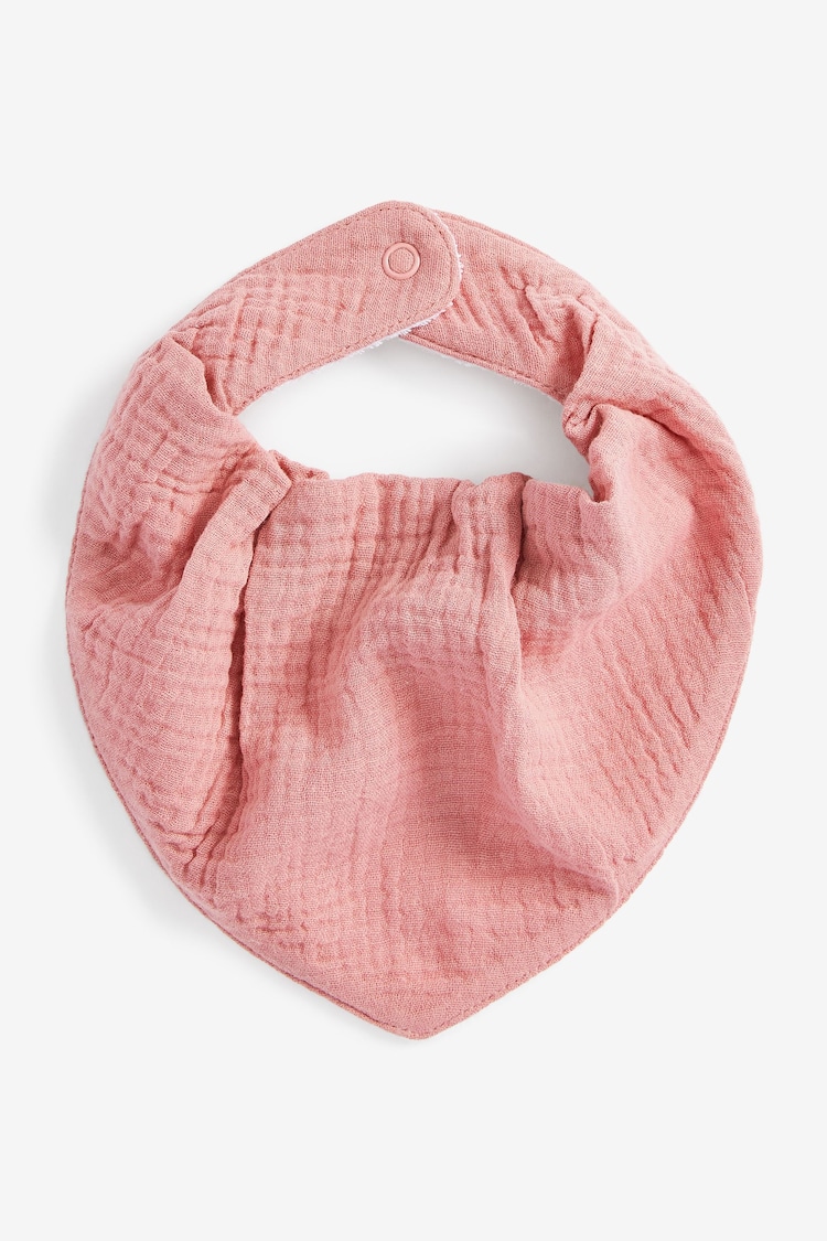 Pink Baby Muslin Dribble 100% Cotton Bibs 3 Pack - Image 2 of 4