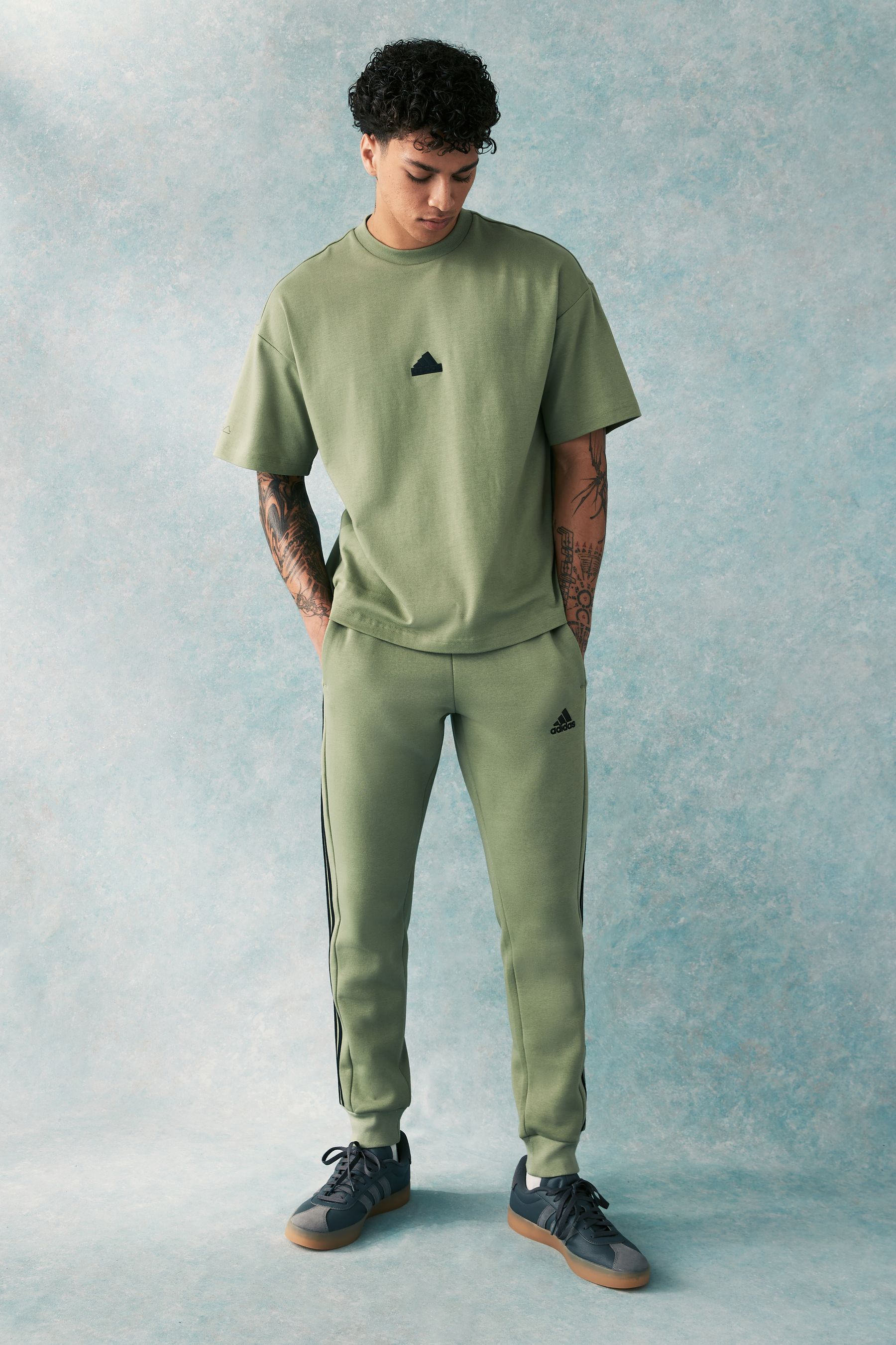 Buy adidas Green Essentials 3 Stripe Joggers from Next Luxembourg